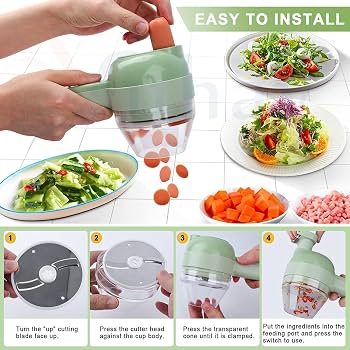 4 in1 Multifunctional Electric Vegetable Chopper and Slicer set